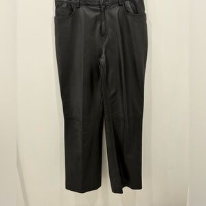 Burns gorgeous straight leg black leather pant 
5 pocket size 10 zipper button